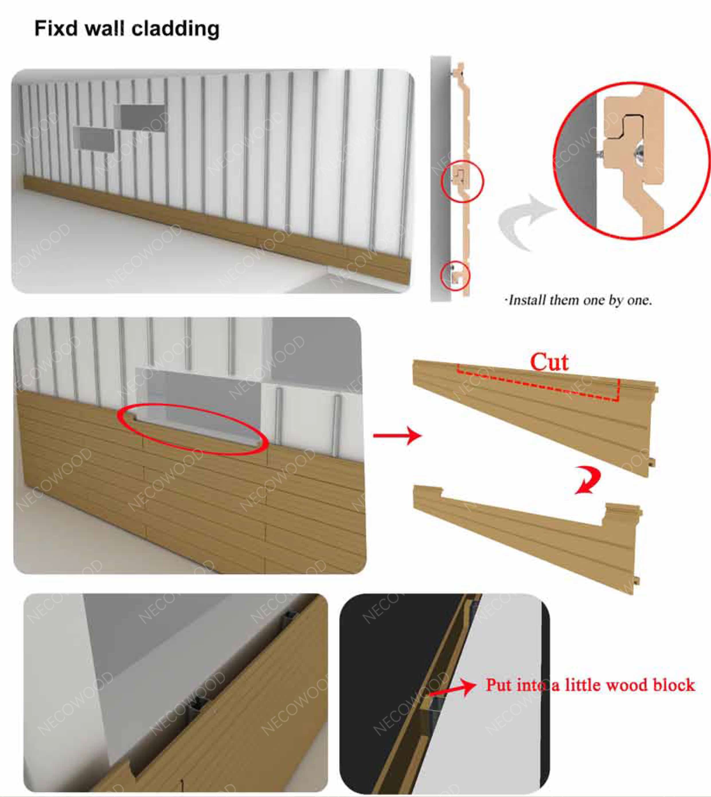 Step 3: Installing WPC wall panels sequentially with tongue-and-groove interlocking