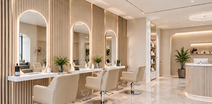 WPC composite board in a salon and beauty studio interior
