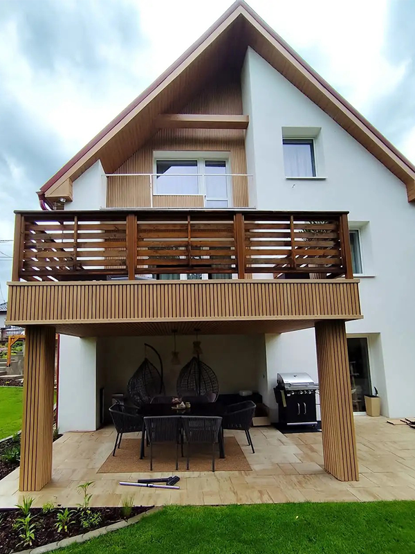 Применение уличных стеновых панелей NECOWOOD